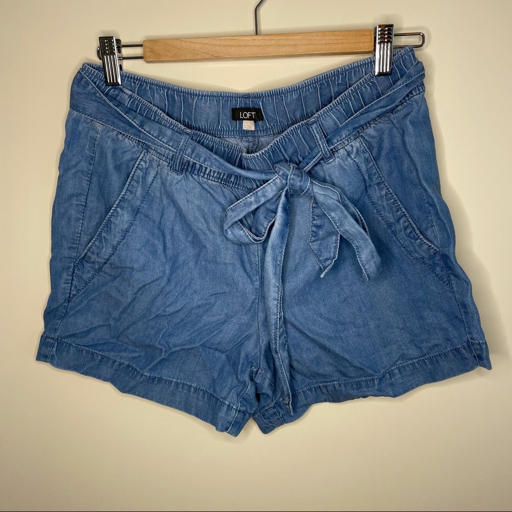 Loft Super Soft Jean Shorts with Tie Belt // Size Small